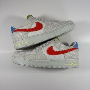 Nike Men’s Sneakers White with Red Swoosh and Blue Accents